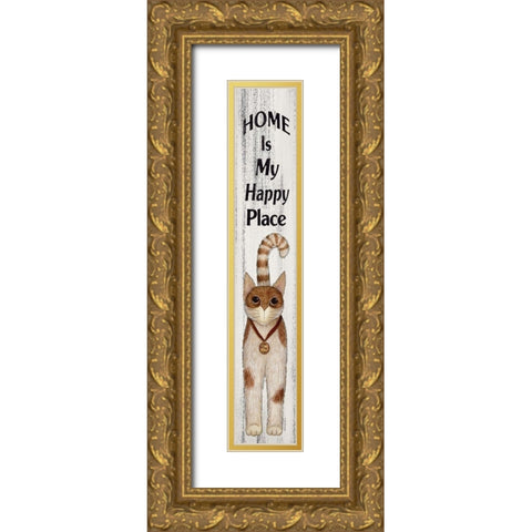 Home is My Happy Place Gold Ornate Wood Framed Art Print with Double Matting by Spivey, Linda