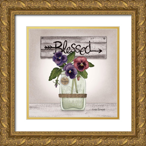 Pansy Blessing Gold Ornate Wood Framed Art Print with Double Matting by Spivey, Linda