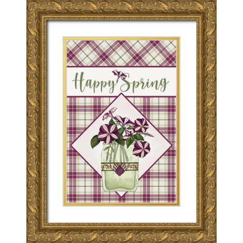 Happy Spring Gold Ornate Wood Framed Art Print with Double Matting by Spivey, Linda