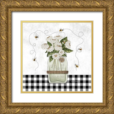 Bee Blessed Gold Ornate Wood Framed Art Print with Double Matting by Spivey, Linda