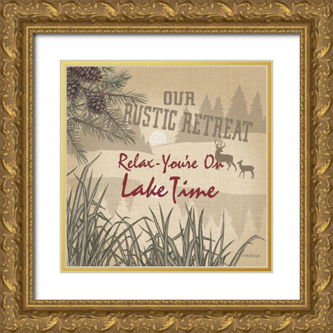 Relax - Youre on Lake Time Gold Ornate Wood Framed Art Print with Double Matting by Spivey, Linda