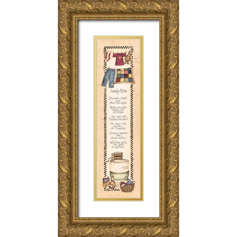 Laundry Rules Gold Ornate Wood Framed Art Print with Double Matting by Spivey, Linda