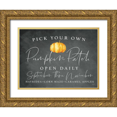 Pumpkin Patch    Gold Ornate Wood Framed Art Print with Double Matting by Lux + Me Designs