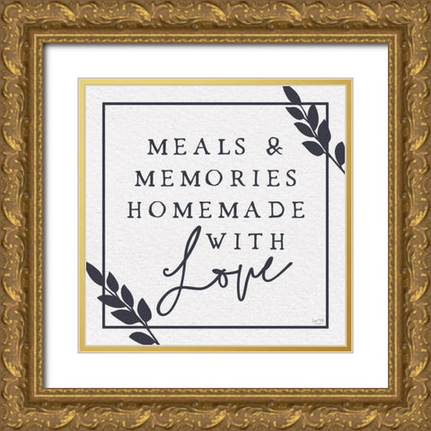 Meals and Memories Made with Love Gold Ornate Wood Framed Art Print with Double Matting by Lux + Me Designs