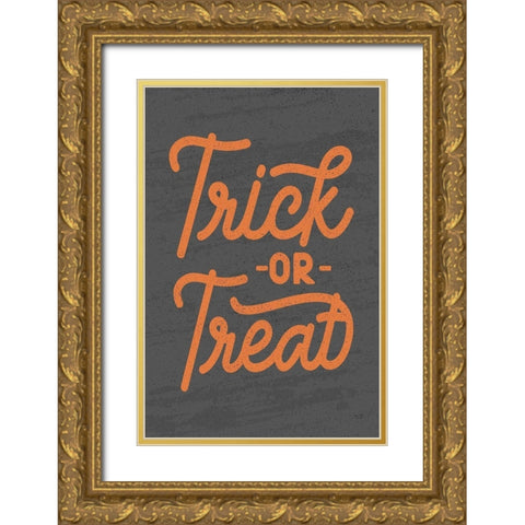 Trick or Treat   Gold Ornate Wood Framed Art Print with Double Matting by Lux + Me Designs