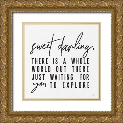 Sweet Darling Gold Ornate Wood Framed Art Print with Double Matting by Lux + Me Designs