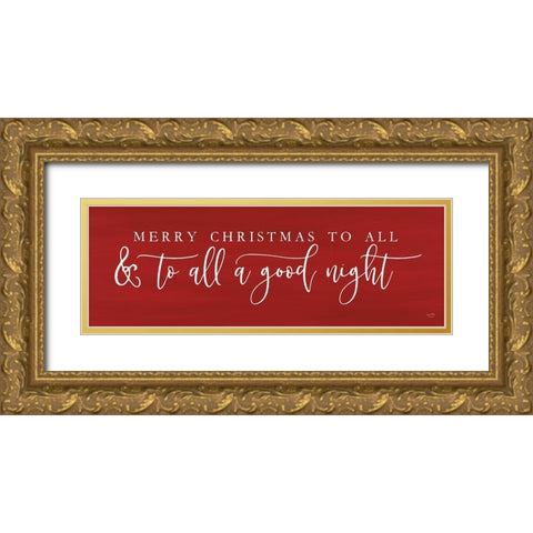 Merry Christmas to All Gold Ornate Wood Framed Art Print with Double Matting by Lux + Me Designs