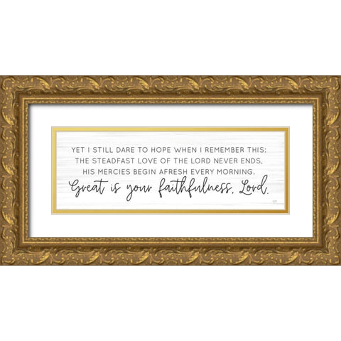 Great is Your Faithfulness Gold Ornate Wood Framed Art Print with Double Matting by Lux + Me Designs