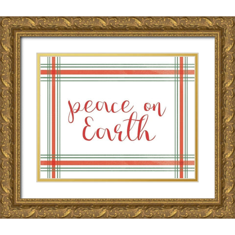 Peace on Earth Gold Ornate Wood Framed Art Print with Double Matting by Lux + Me Designs