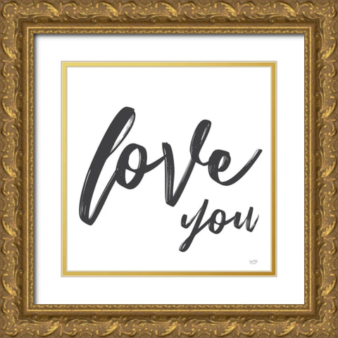 Love You Gold Ornate Wood Framed Art Print with Double Matting by Lux + Me Designs
