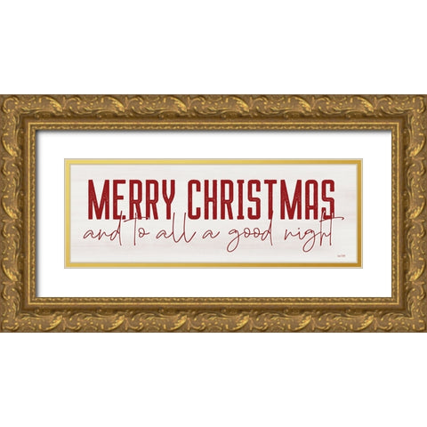 Merry Christmas to All   Gold Ornate Wood Framed Art Print with Double Matting by Lux + Me Designs