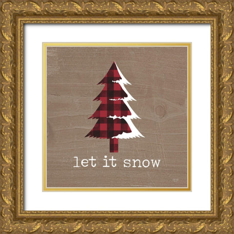 Let It Snow   Gold Ornate Wood Framed Art Print with Double Matting by Lux + Me Designs