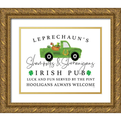 Irish Pub Gold Ornate Wood Framed Art Print with Double Matting by Lux + Me Designs