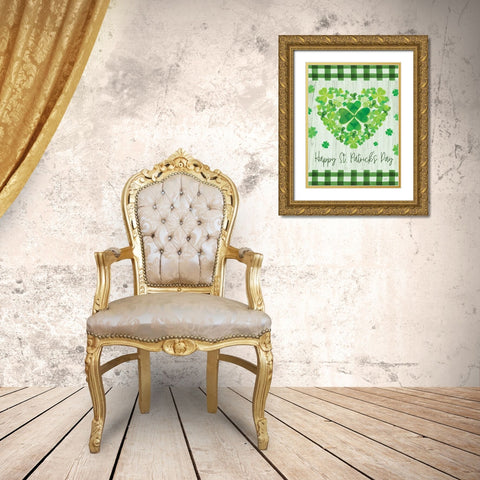 Happy St. Patricks Day Gold Ornate Wood Framed Art Print with Double Matting by Lux + Me Designs