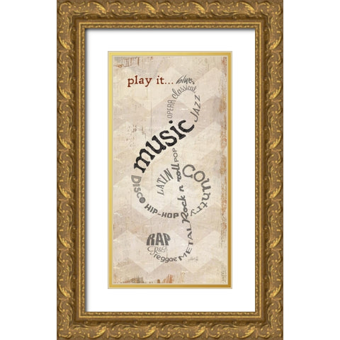 Play It Gold Ornate Wood Framed Art Print with Double Matting by Rae, Marla