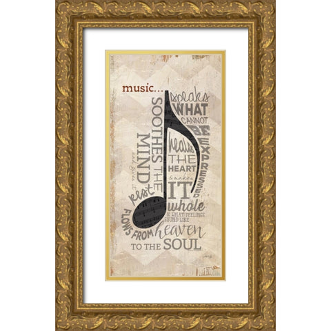 Music Gold Ornate Wood Framed Art Print with Double Matting by Rae, Marla