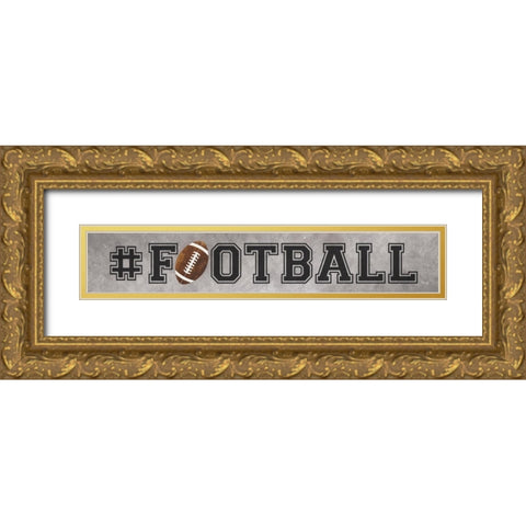 Football Gold Ornate Wood Framed Art Print with Double Matting by Rae, Marla