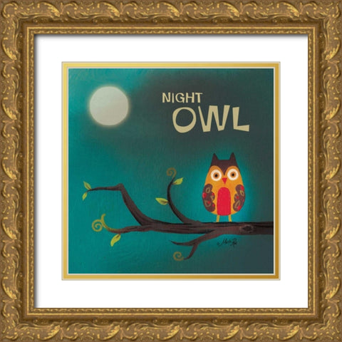 Night Owl I Gold Ornate Wood Framed Art Print with Double Matting by Rae, Marla