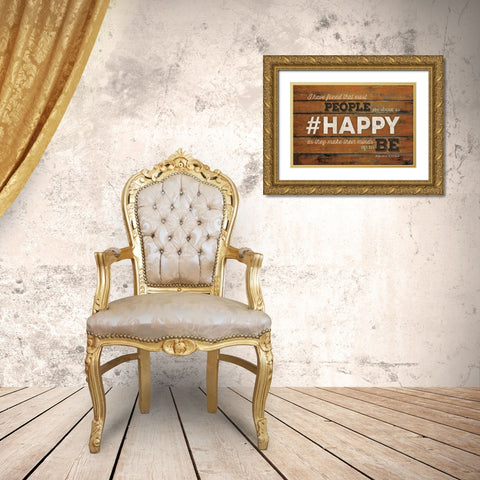 HAPPY Gold Ornate Wood Framed Art Print with Double Matting by Rae, Marla