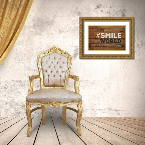 SMILE - Change the World Gold Ornate Wood Framed Art Print with Double Matting by Rae, Marla