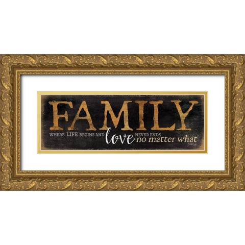 Family - Where Life Begins Gold Ornate Wood Framed Art Print with Double Matting by Rae, Marla