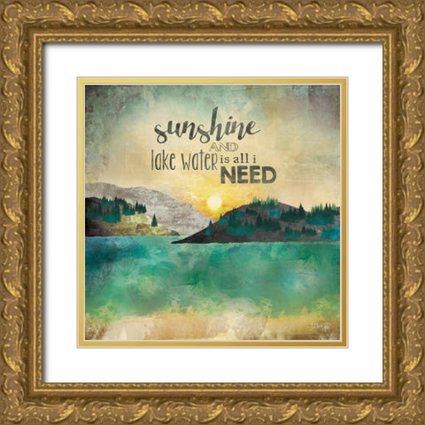 Sunshine and Lake Water Gold Ornate Wood Framed Art Print with Double Matting by Rae, Marla