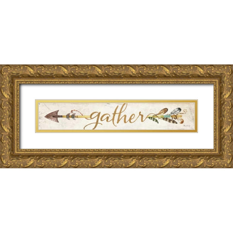 Gather Arrow Gold Ornate Wood Framed Art Print with Double Matting by Rae, Marla