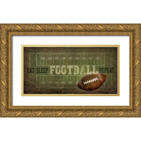 Eat, Sleep, Football, Repeat     Gold Ornate Wood Framed Art Print with Double Matting by Rae, Marla