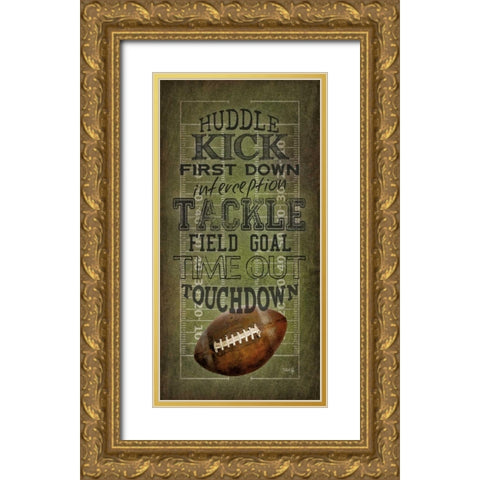 Football Talk  Gold Ornate Wood Framed Art Print with Double Matting by Rae, Marla
