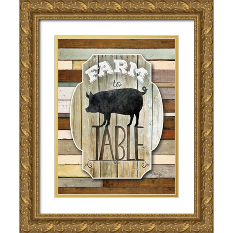 Farm to Table Gold Ornate Wood Framed Art Print with Double Matting by Rae, Marla
