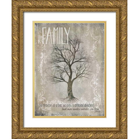 Family - Like Branches of a Tree Gold Ornate Wood Framed Art Print with Double Matting by Rae, Marla