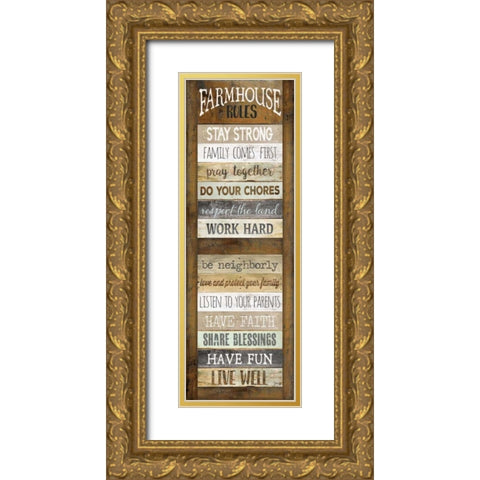 Farmhouse Rules Shutter Gold Ornate Wood Framed Art Print with Double Matting by Rae, Marla