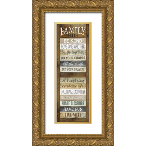 Family Rules Shutter Gold Ornate Wood Framed Art Print with Double Matting by Rae, Marla