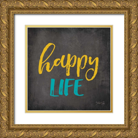 Happy Place Gold Ornate Wood Framed Art Print with Double Matting by Rae, Marla