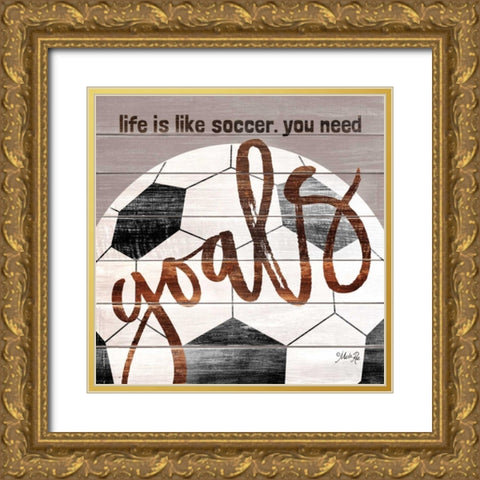 Soccer Goals Gold Ornate Wood Framed Art Print with Double Matting by Rae, Marla