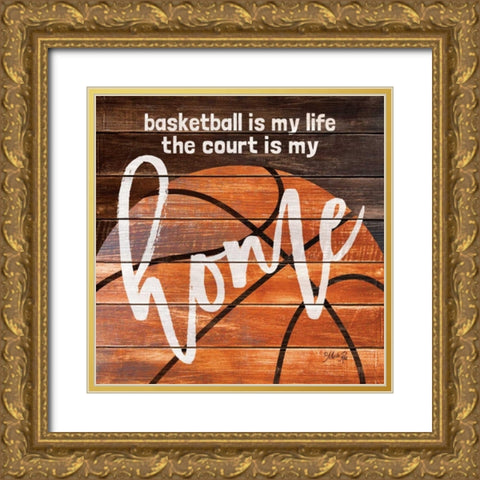 Basketball Home Gold Ornate Wood Framed Art Print with Double Matting by Rae, Marla