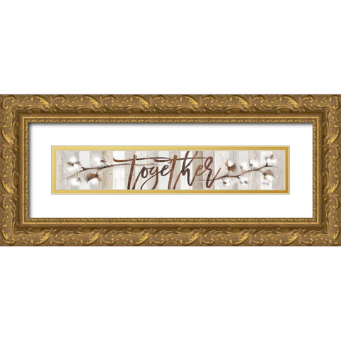 Cotton Stems - Together Gold Ornate Wood Framed Art Print with Double Matting by Rae, Marla