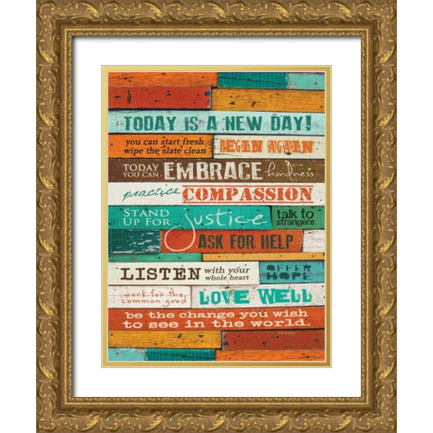 A New Day Gold Ornate Wood Framed Art Print with Double Matting by Rae, Marla