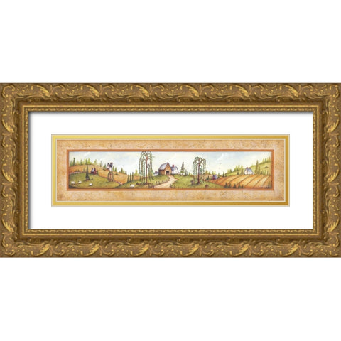 Summer Time Gold Ornate Wood Framed Art Print with Double Matting by June, Mary Ann