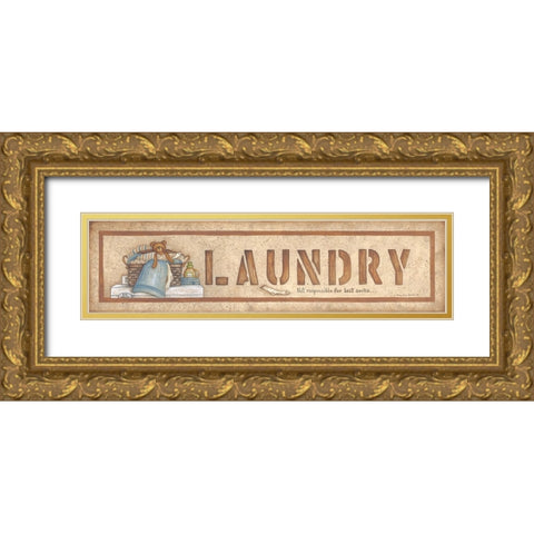 Laundry Gold Ornate Wood Framed Art Print with Double Matting by June, Mary Ann