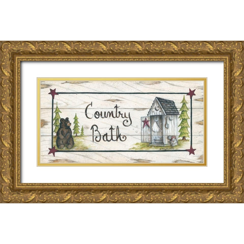 Country Bath Gold Ornate Wood Framed Art Print with Double Matting by June, Mary Ann