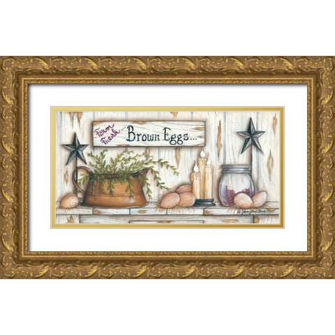 Brown Eggs Gold Ornate Wood Framed Art Print with Double Matting by June, Mary Ann