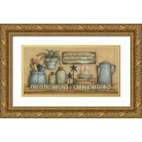 County Kitchen Gold Ornate Wood Framed Art Print with Double Matting by June, Mary Ann
