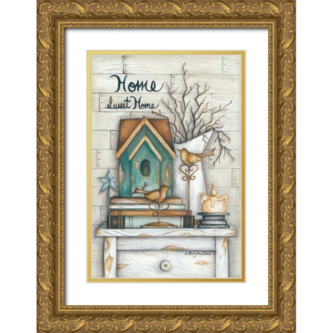 Home Sweet Home Gold Ornate Wood Framed Art Print with Double Matting by June, Mary Ann