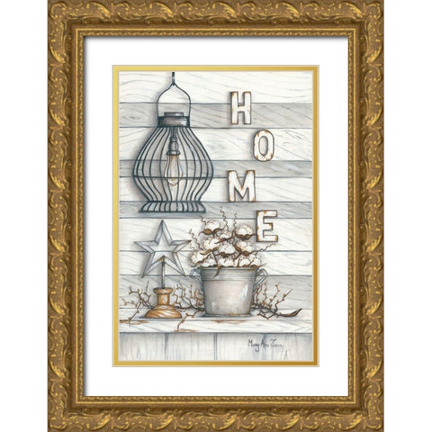Home Gold Ornate Wood Framed Art Print with Double Matting by June, Mary Ann