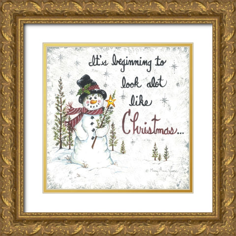 Beginning to Look Like Christmas Gold Ornate Wood Framed Art Print with Double Matting by June, Mary Ann