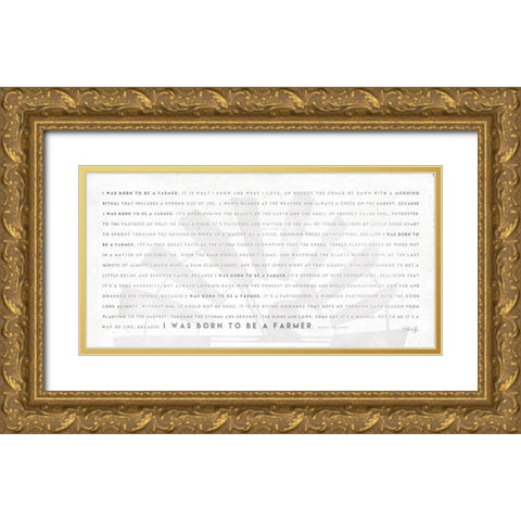Simple Born to be a Farmer Gold Ornate Wood Framed Art Print with Double Matting by Rae, Marla