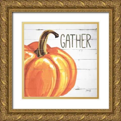 Gather Pumpkin Gold Ornate Wood Framed Art Print with Double Matting by Rae, Marla