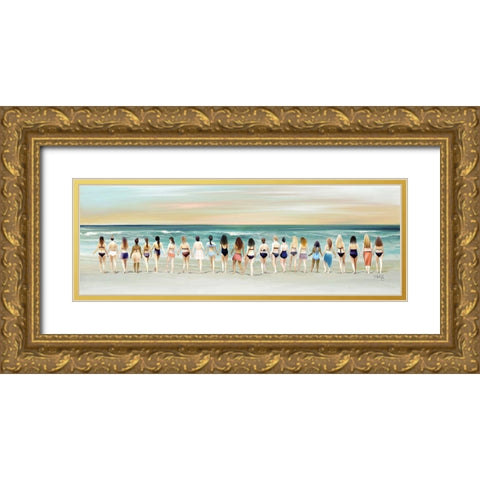 Beach Babes Gold Ornate Wood Framed Art Print with Double Matting by Rae, Marla