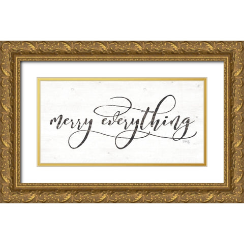 Merry Everything Gold Ornate Wood Framed Art Print with Double Matting by Rae, Marla